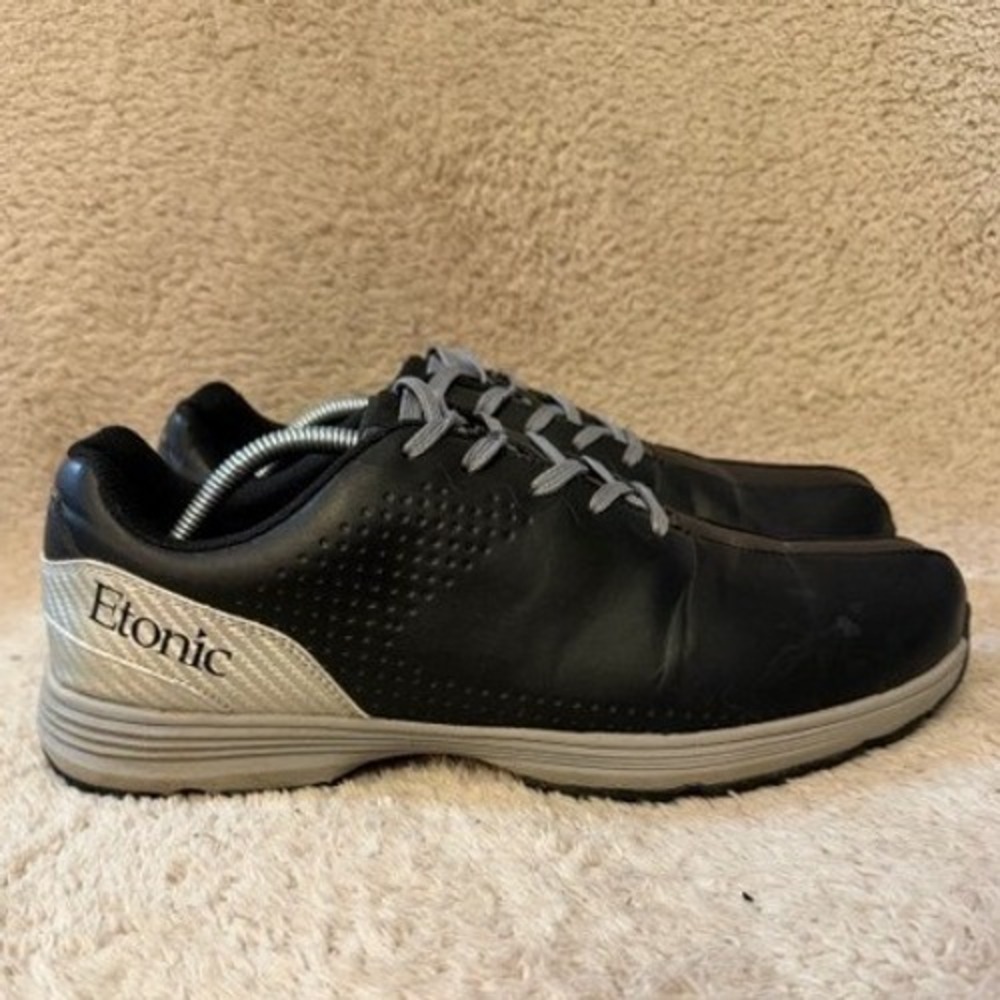 Etonic Mens EG800BS Spiked Golf Shoes Black Silver Grey Size 11.5 D Low Top